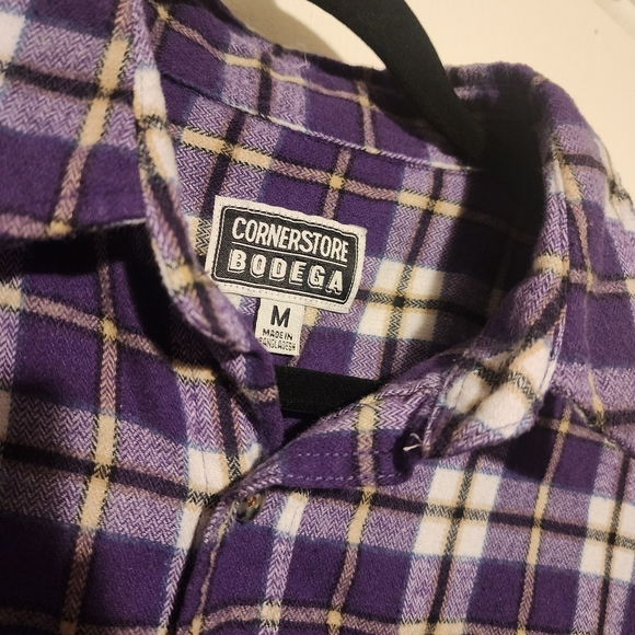 Purple Plaid Cornerstore Bodega Long Sleeve Button Up Size M - Picture 3 of 5